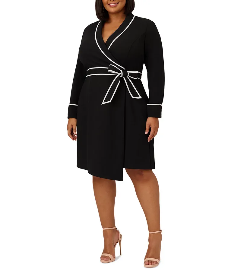 Adrianna Papell Plus Size Tipped Tuxedo Dress