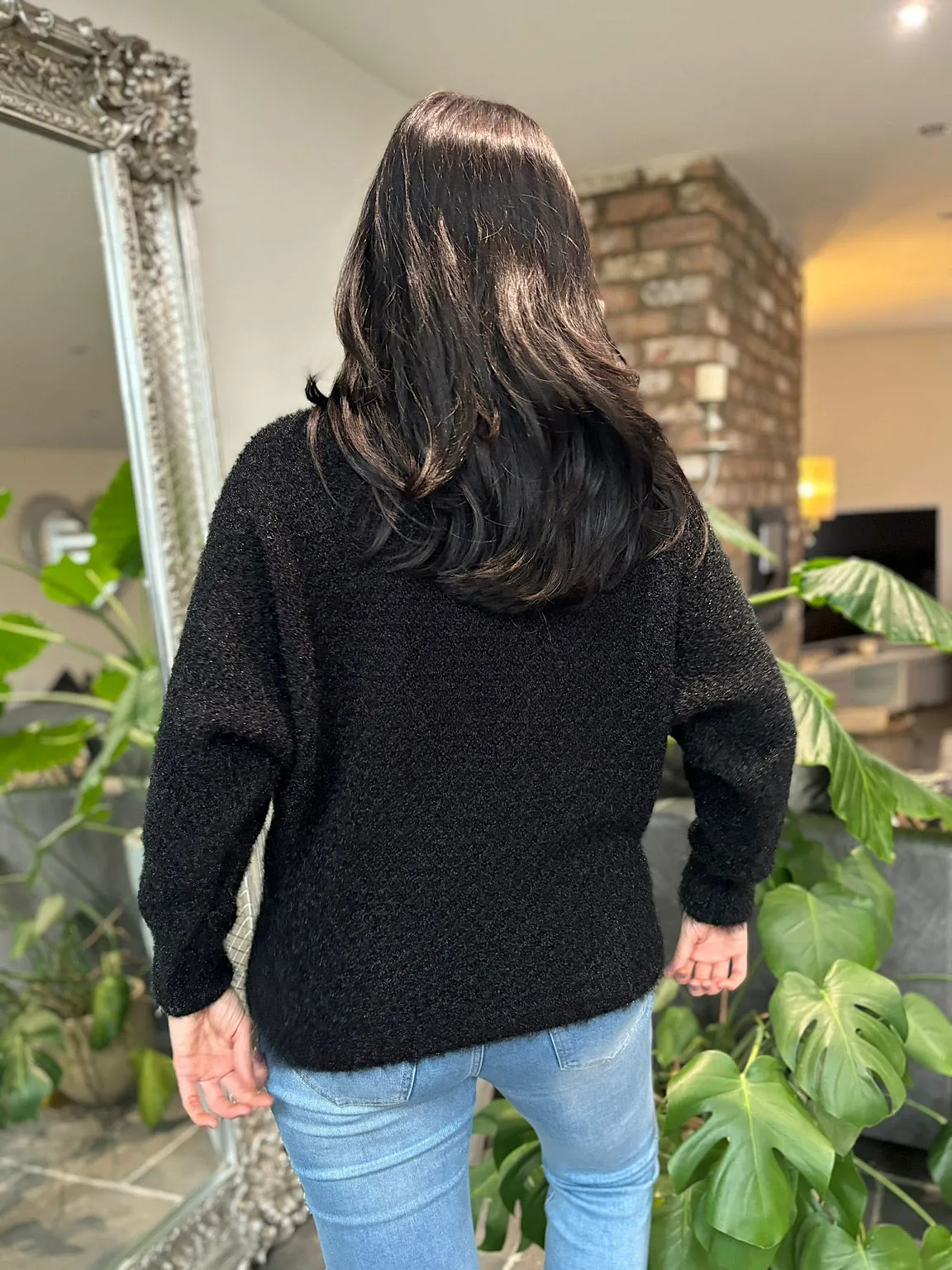 Black Honeycomb Shimmer Knit Gracie