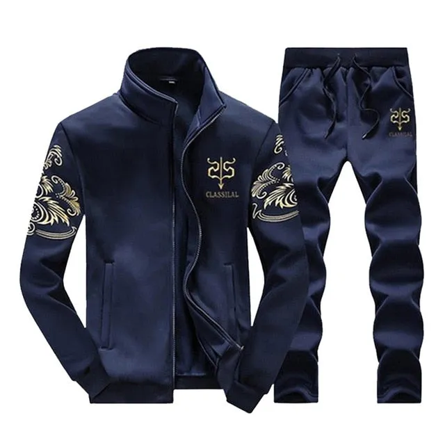 Brand Men Sportswear Sets Running Sports Fitness Tracksuit Male Two Pieces Sweatshirt Sweatpant Gym Clothing Trainingspak Mannen