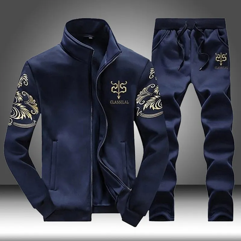 Brand Men Sportswear Sets Running Sports Fitness Tracksuit Male Two Pieces Sweatshirt Sweatpant Gym Clothing Trainingspak Mannen