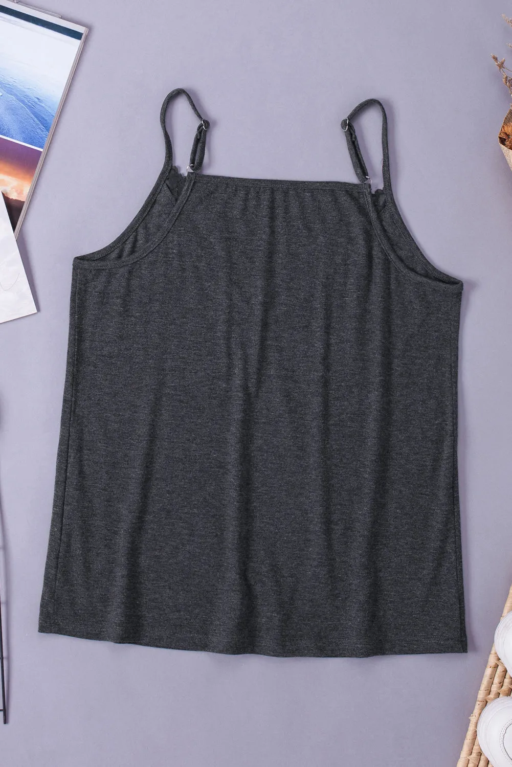 Camisole Top Lace Trim V Neck Spaghetti Strap Tank Top