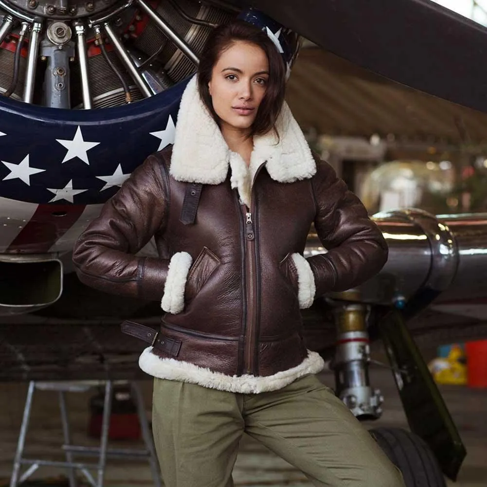 Cockpit USA Womens B-3 Sheepskin Bomber Jacket Size XLARGE - Final Sale Ships Same Day