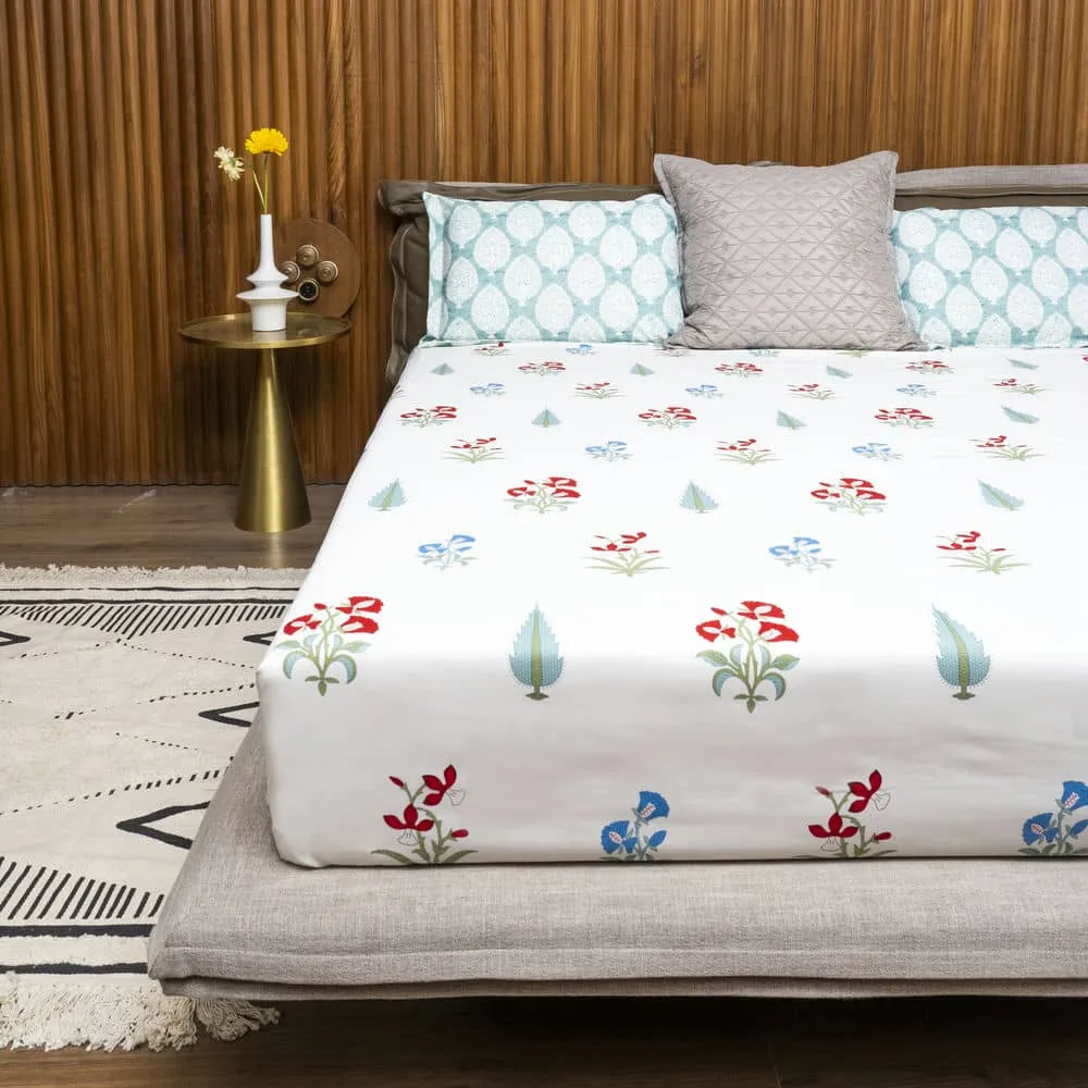 Cotton Bedsheet   AC Blanket Combo Pack - (Combo 10 - High Garden Red   High Garden Red)