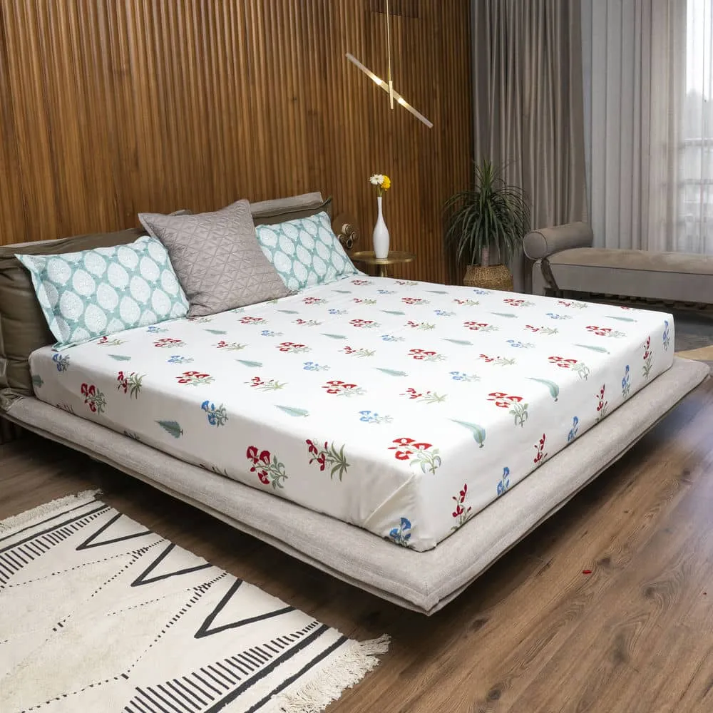 Cotton Bedsheet   AC Blanket Combo Pack - (Combo 10 - High Garden Red   High Garden Red)