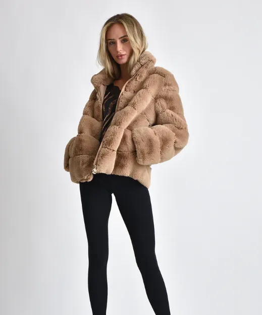 Deya Front Zip Faux Fur Jacket