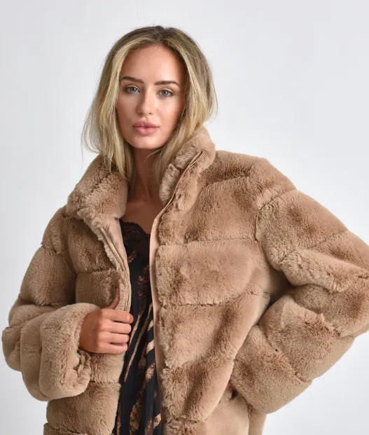 Deya Front Zip Faux Fur Jacket