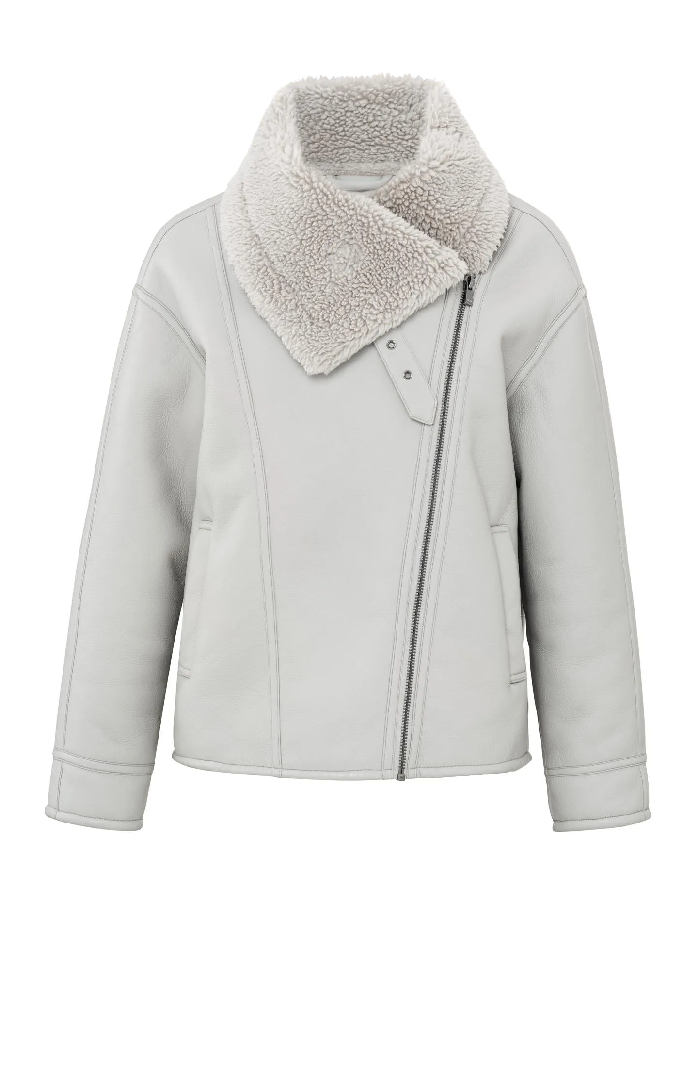 Faux leather lammy jacket with collar, zipper and pockets
