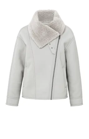 Faux leather lammy jacket with collar, zipper and pockets