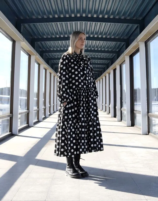 Flowy Long Dress Polka Dots
