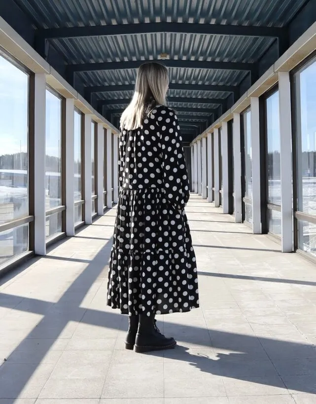 Flowy Long Dress Polka Dots