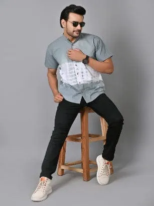 Grey Tie Dye Cotton Shirt