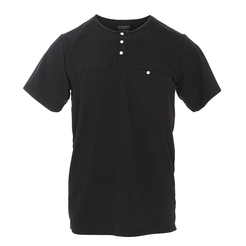 Kickee Pants Men's Solid Short Sleeve Performance Jersey Henley