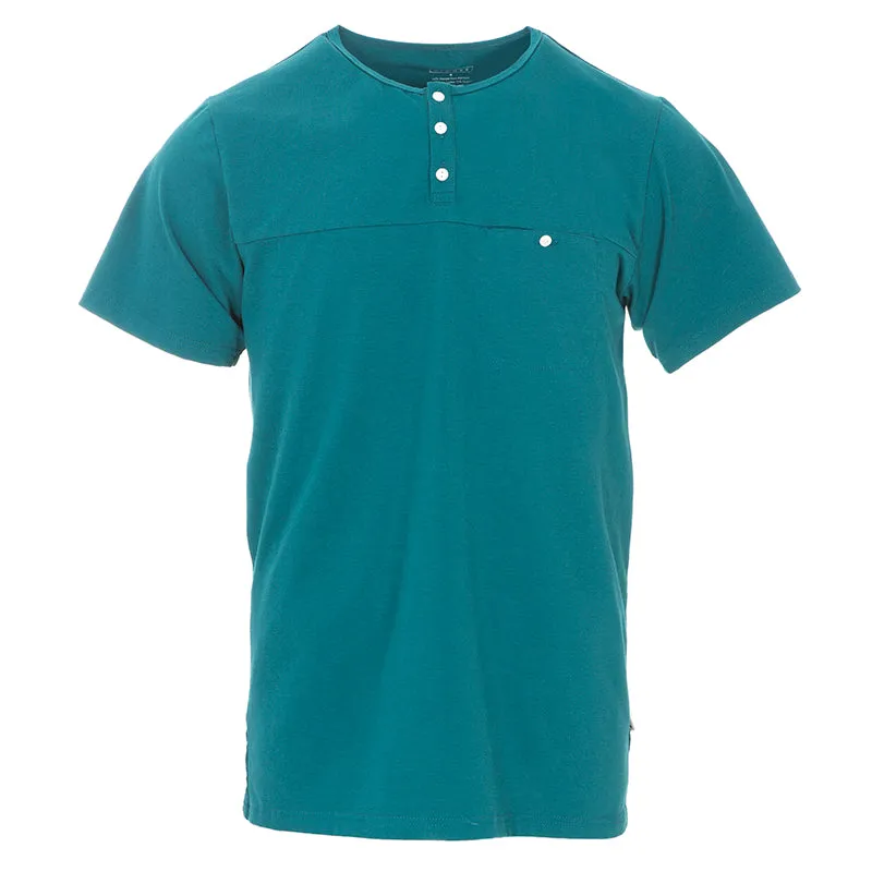 Kickee Pants Men's Solid Short Sleeve Performance Jersey Henley