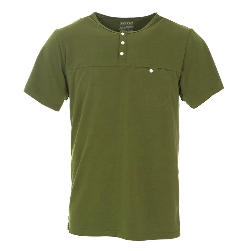 Kickee Pants Men's Solid Short Sleeve Performance Jersey Henley