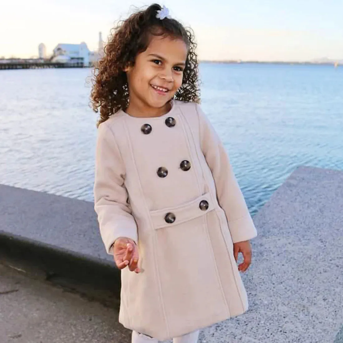 KORANGO DOUBLE BREASTED SATIN LINED OVERCOAT DUST PINK