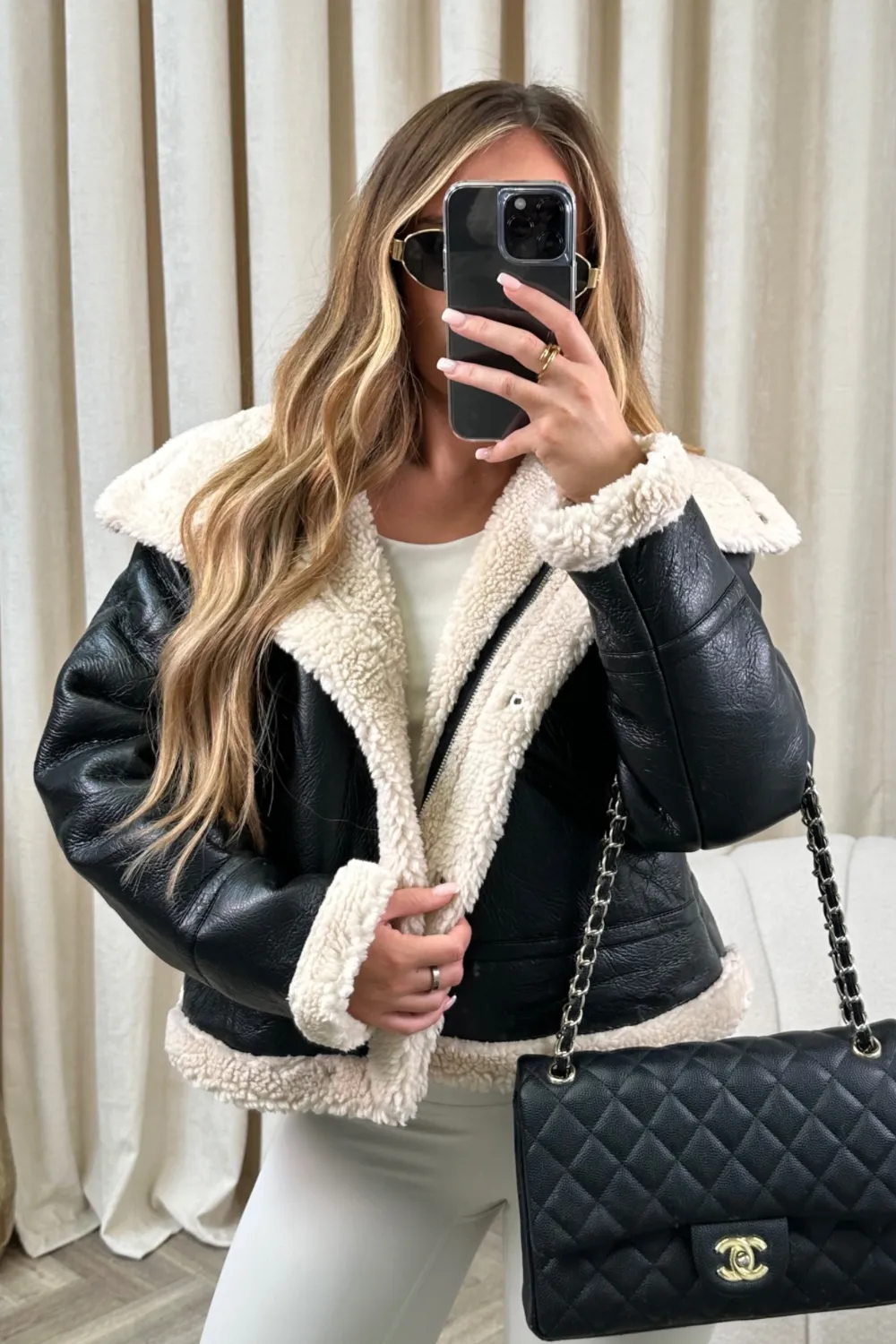 Lara black aviator jacket