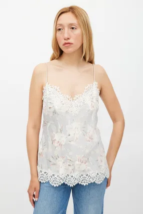 Light Blue & Multicolour Floral Lace Camisole