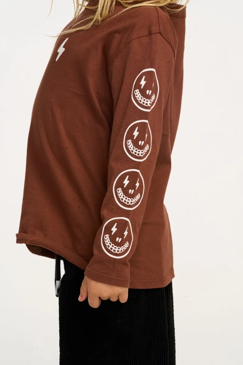 LIGHTNING SMILEY FACE LONG SLEEVE TSHIRT