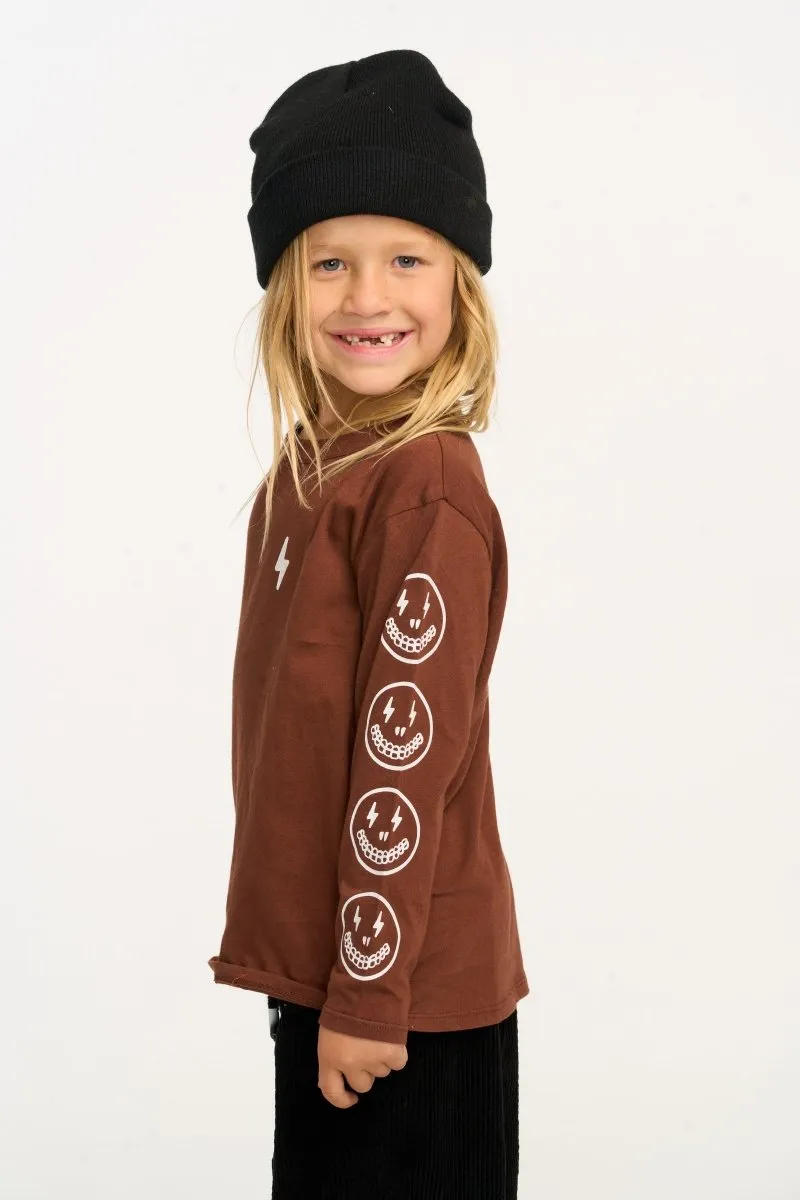 LIGHTNING SMILEY FACE LONG SLEEVE TSHIRT