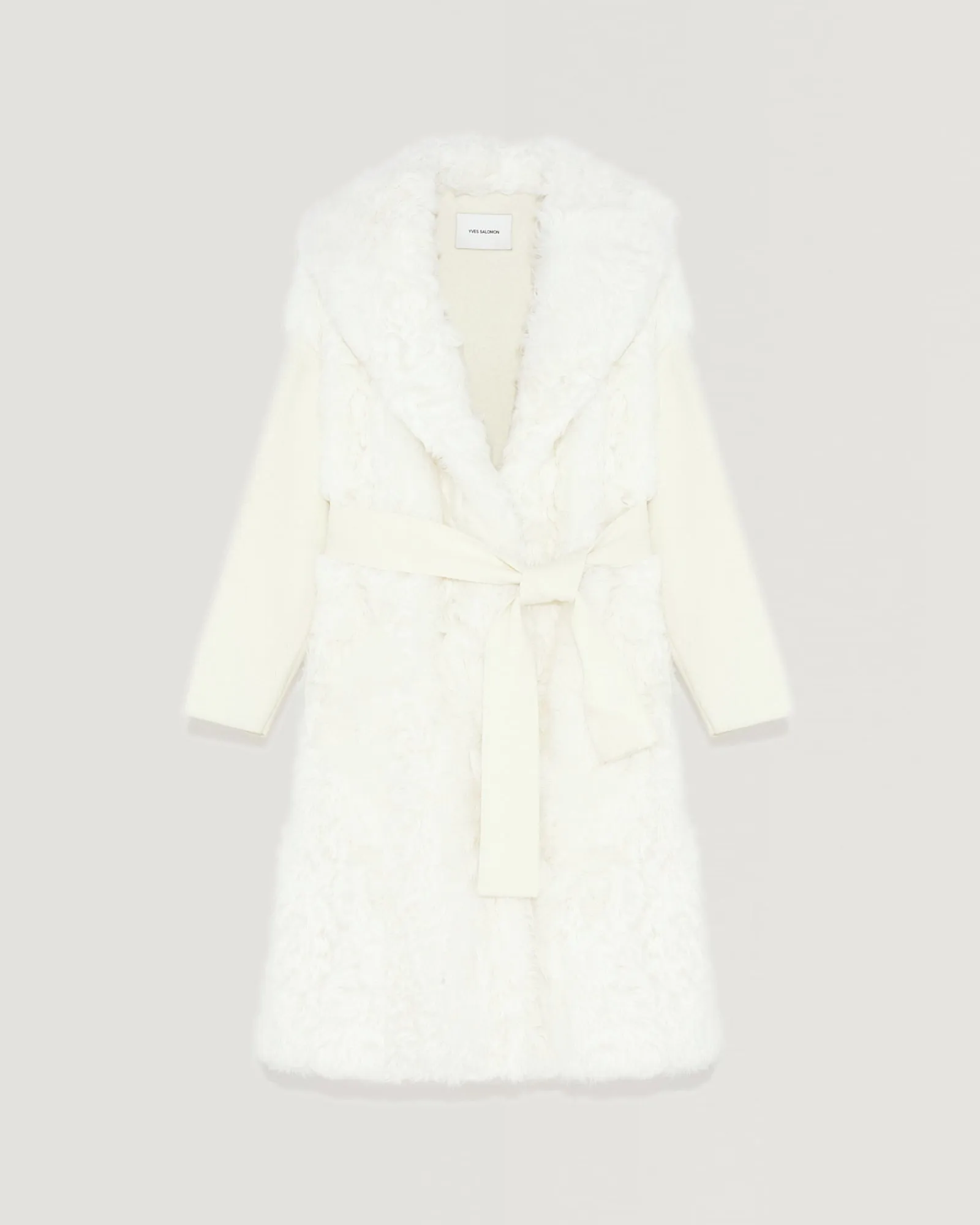 Long cardigan coat in knit and lambskin