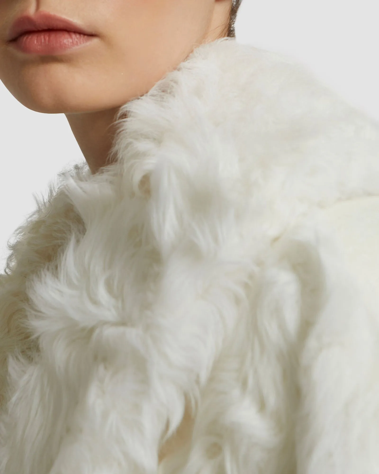 Long cardigan coat in knit and lambskin