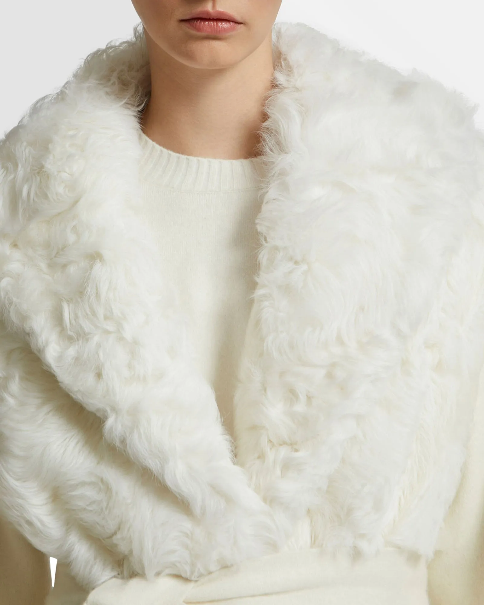 Long cardigan coat in knit and lambskin