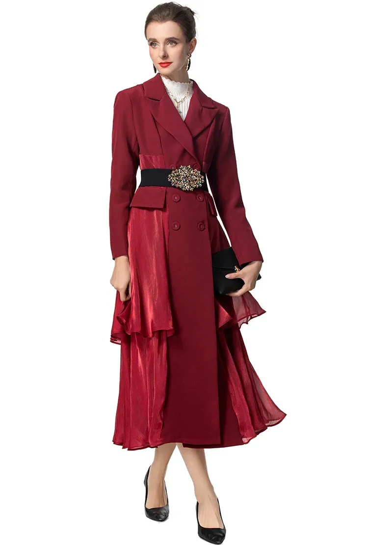 Long Sleeved Notched Flounced Overcoat