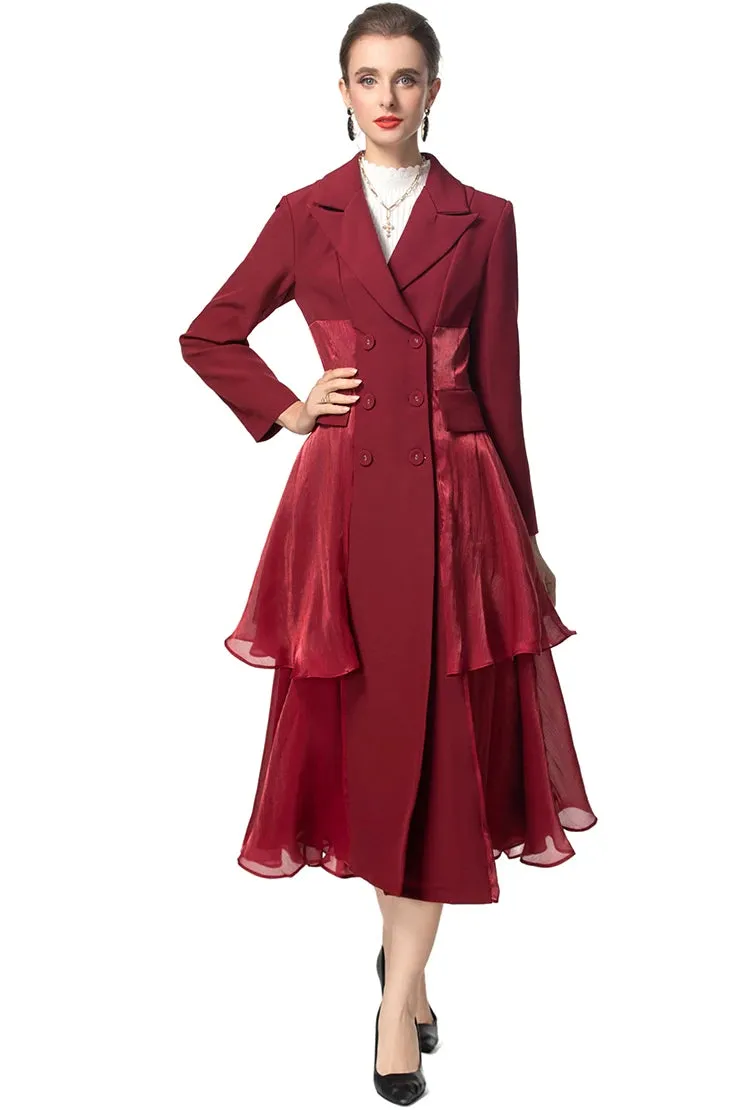 Long Sleeved Notched Flounced Overcoat