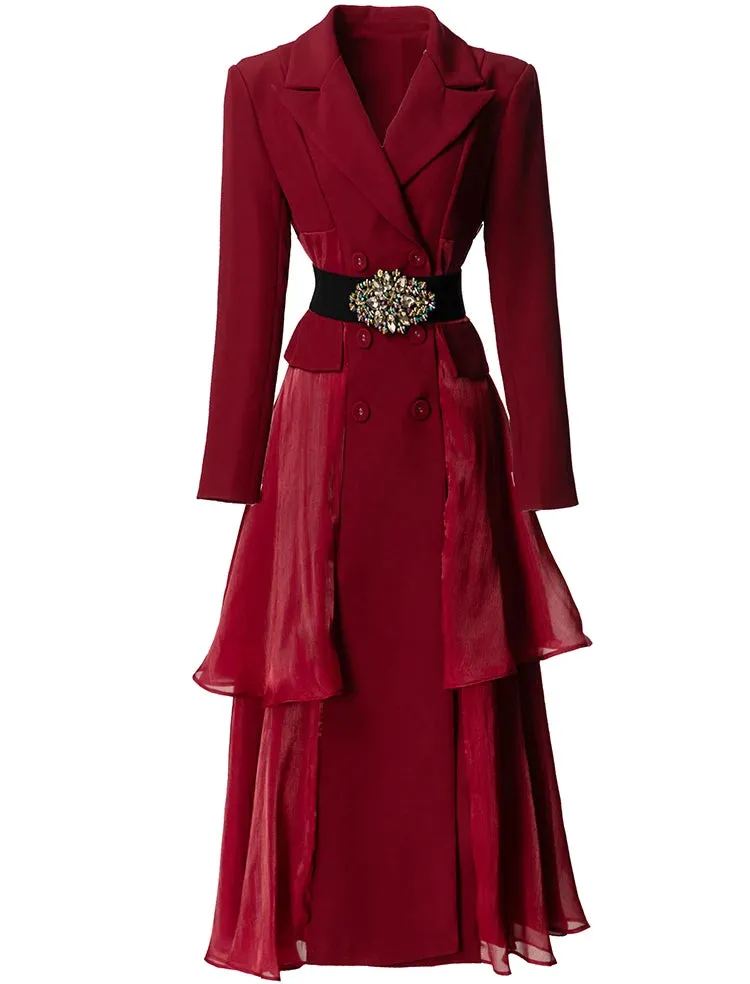 Long Sleeved Notched Flounced Overcoat