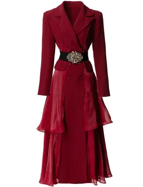 Long Sleeved Notched Flounced Overcoat