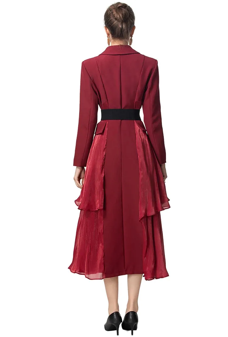 Long Sleeved Notched Flounced Overcoat