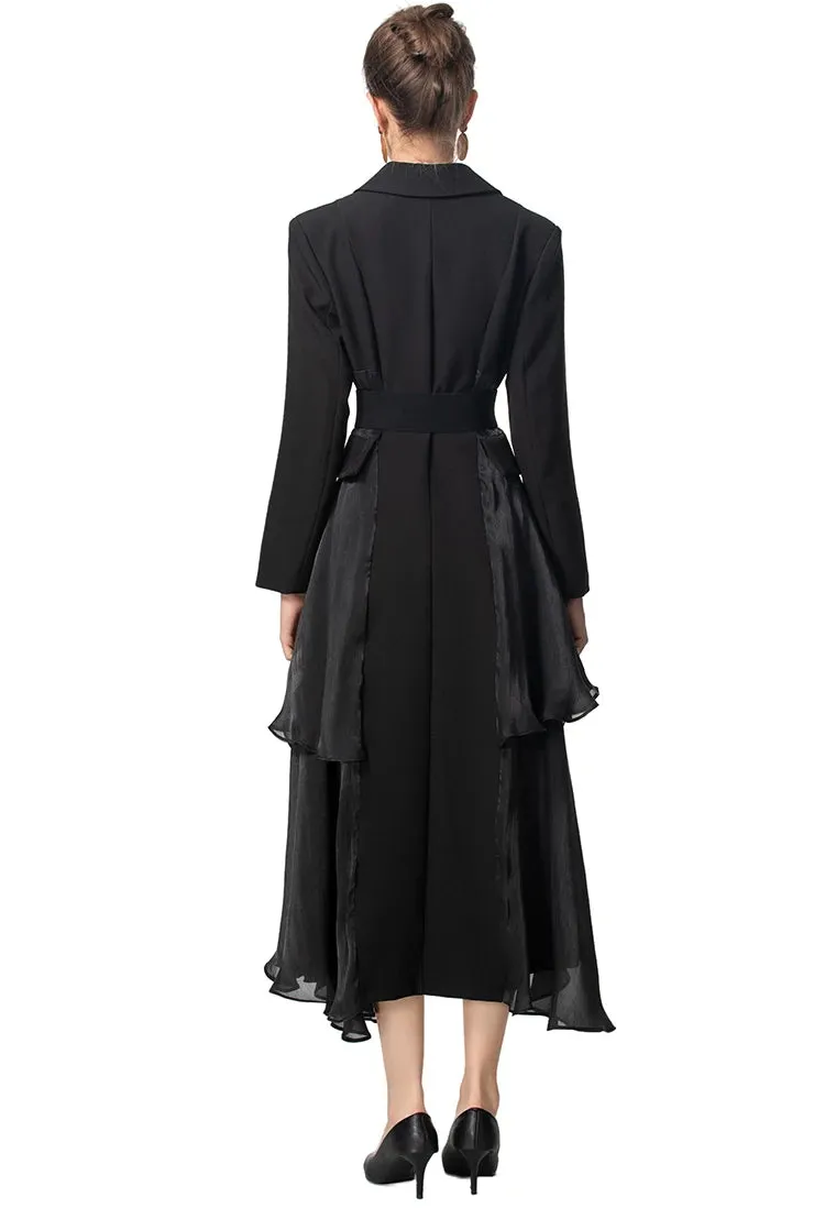Long Sleeved Notched Flounced Overcoat