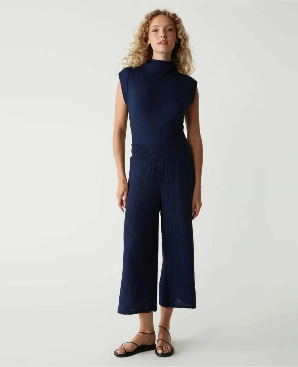Medina Smocked Waist Cropped Pant Nocturnal
