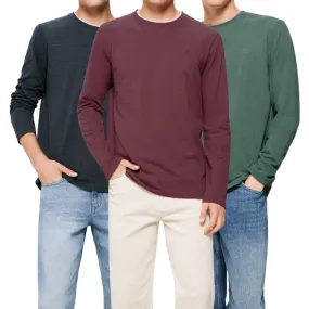 Men's Contrasting Double Collar Effect Long Sleeve  Cotton T-shirt