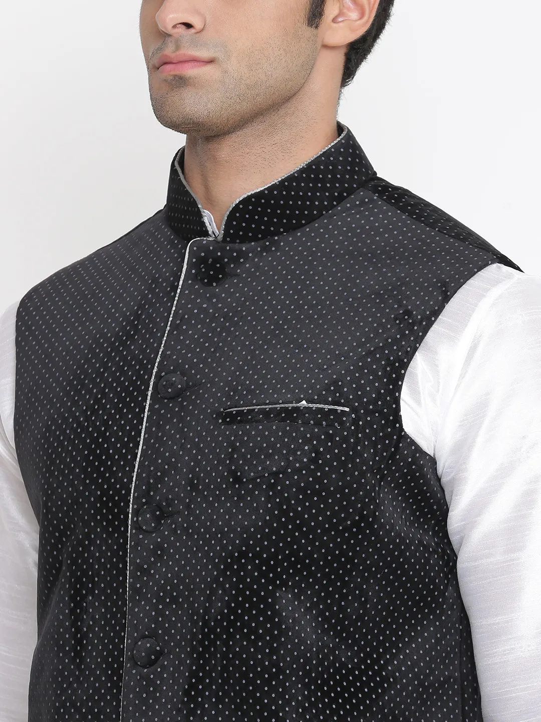 Men's Silk Kurta Set with Nehru Jacket