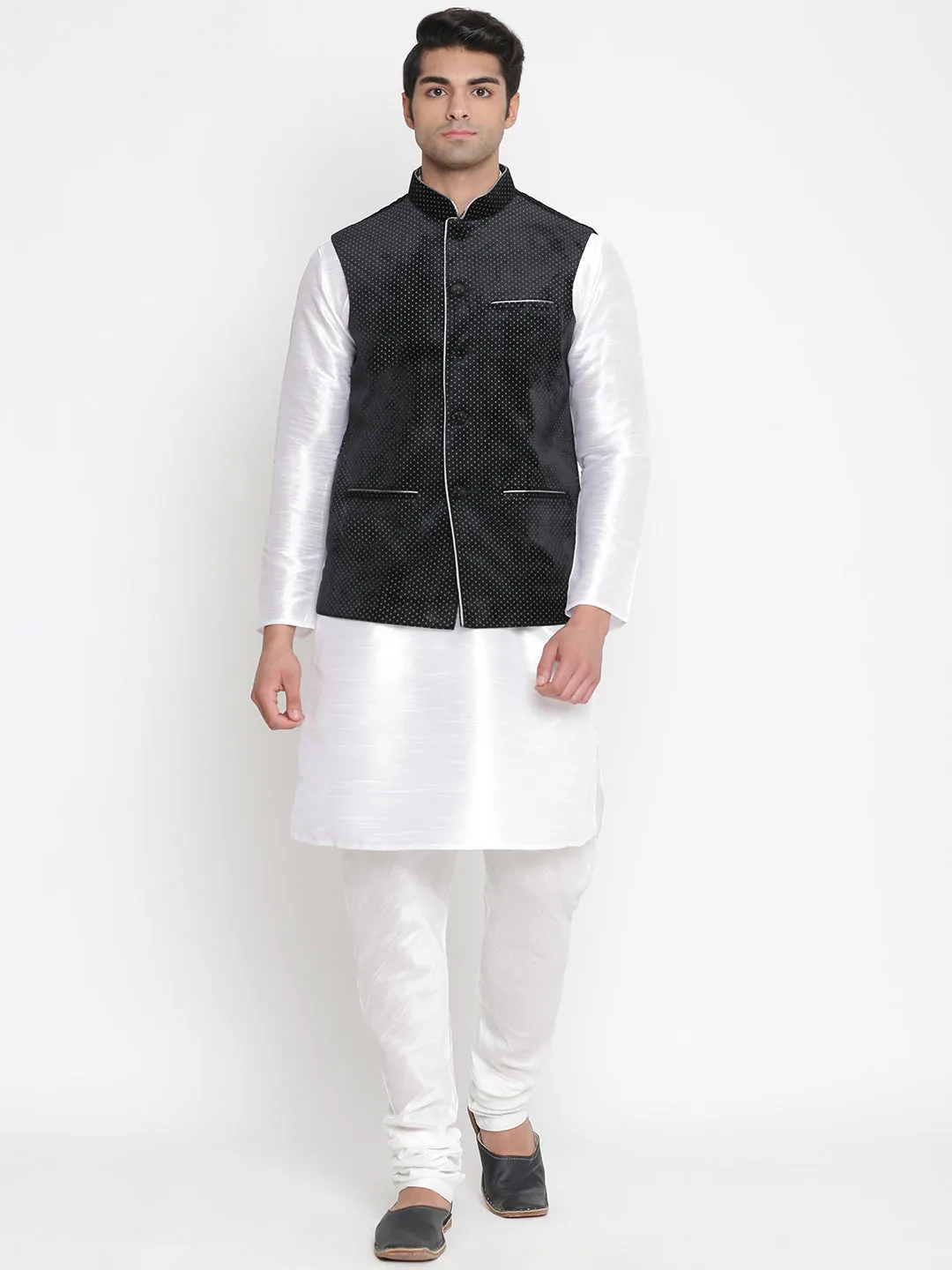 Men's Silk Kurta Set with Nehru Jacket
