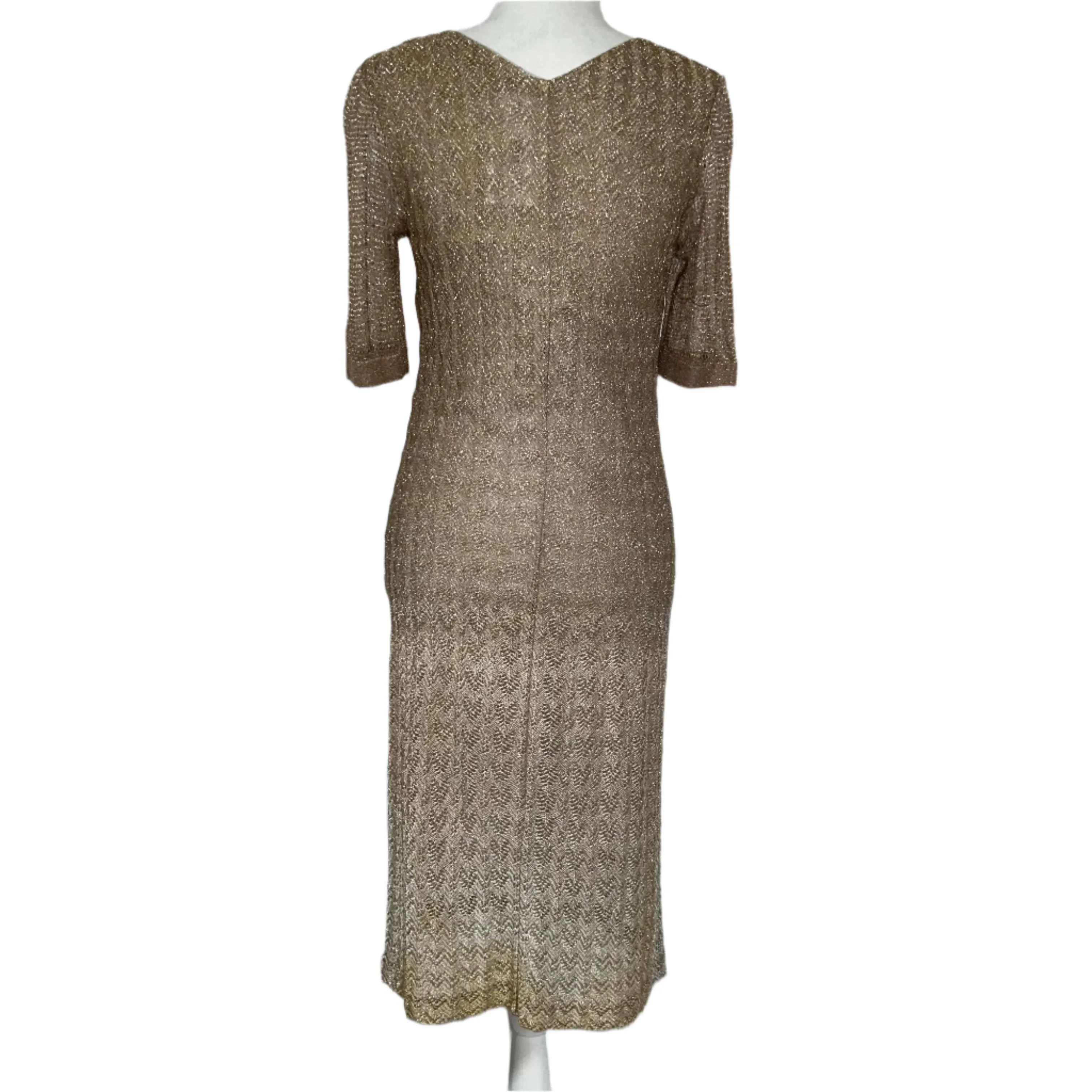 Missoni Gold Lurex Fancy Knit Midi Dress S