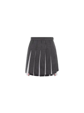Pinstriped Pleated Wool Skirt