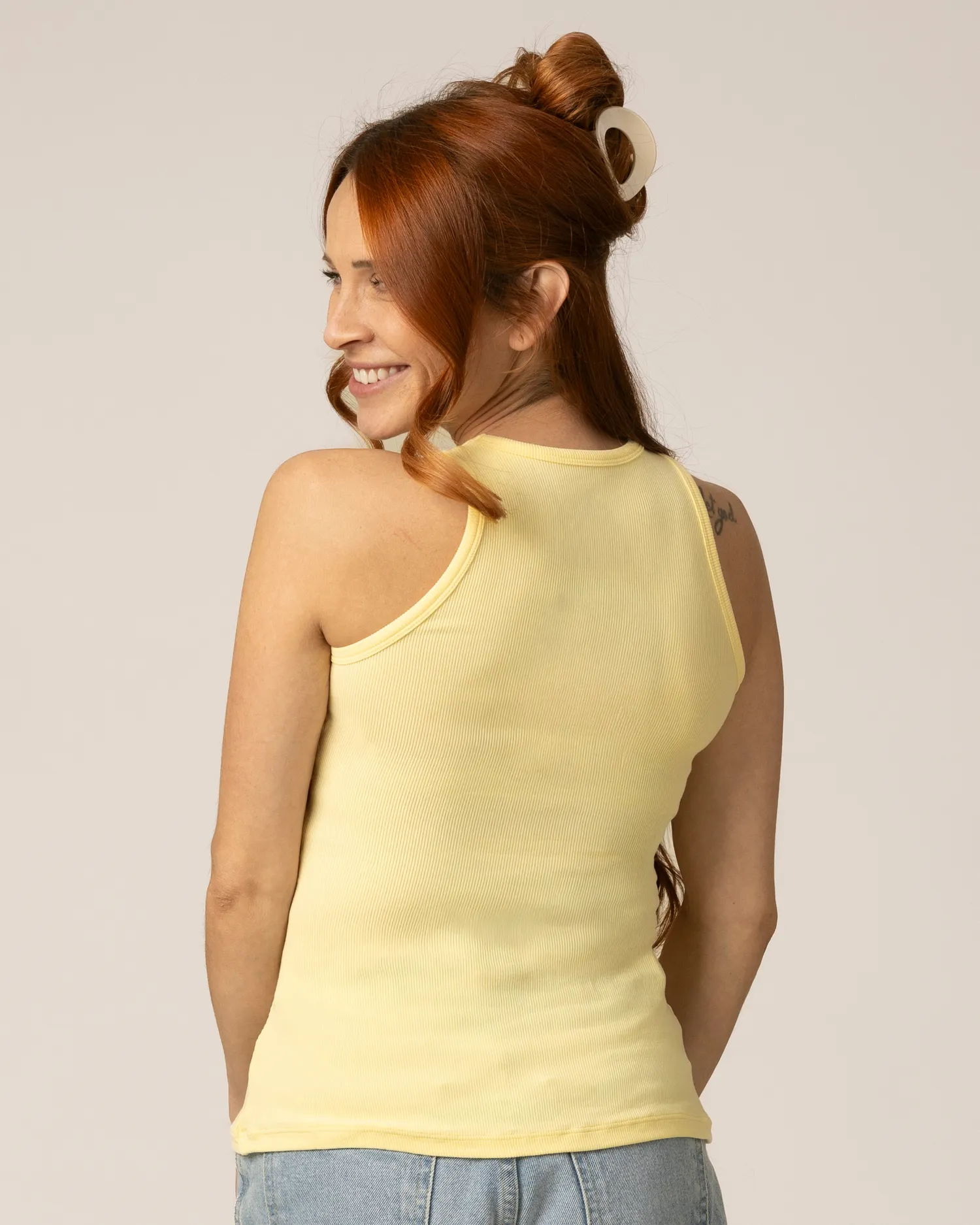 Ribbed Bamboo Racerback Nursing Tank | Butter Yellow