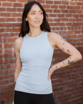 Ribbed Bamboo Racerback Nursing Tank | French Blue