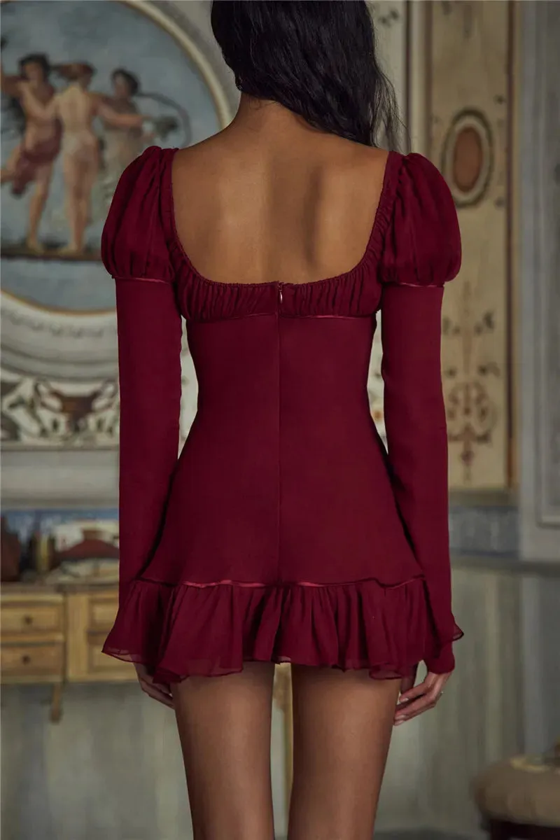 Ruffled Backless Party Mini Dress for Evening