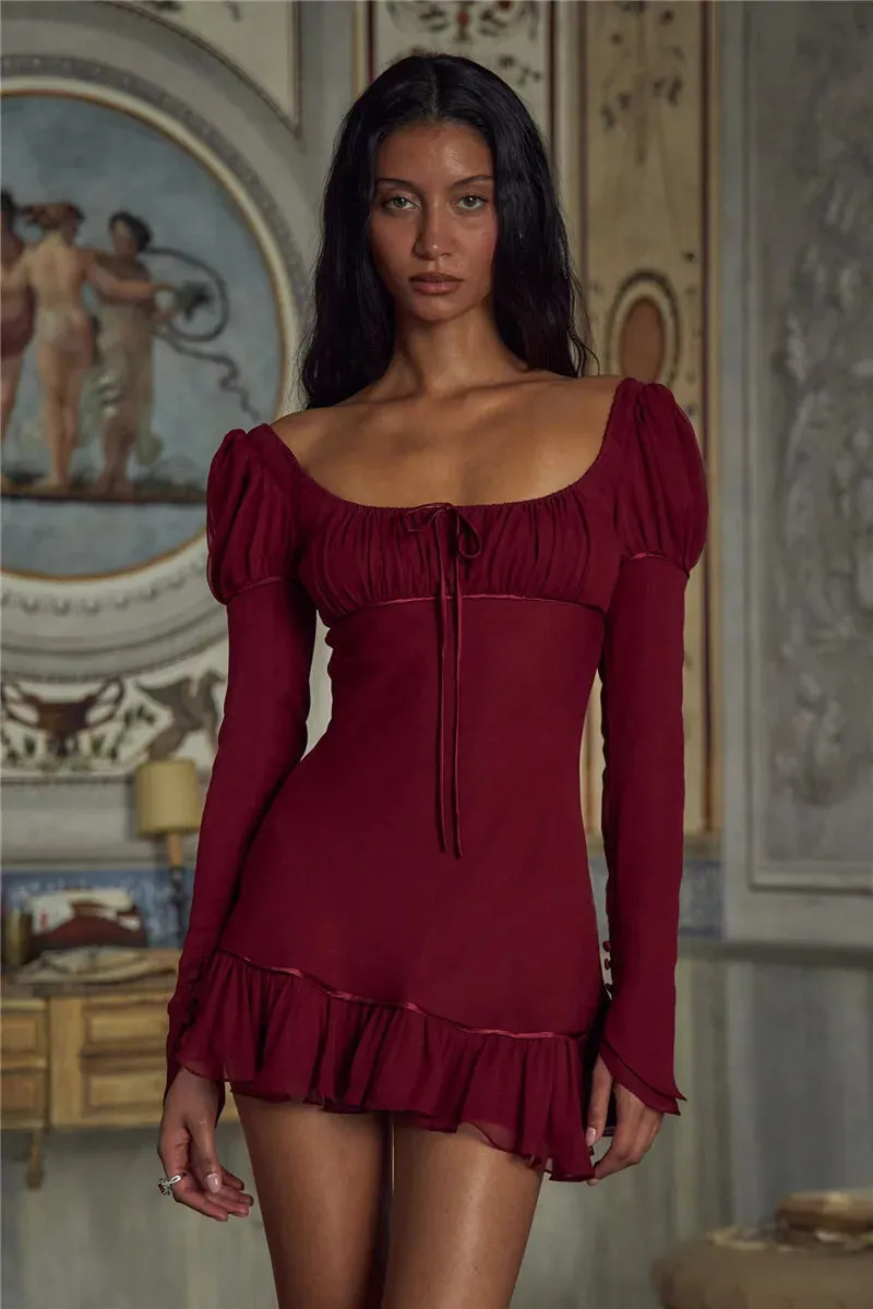 Ruffled Backless Party Mini Dress for Evening