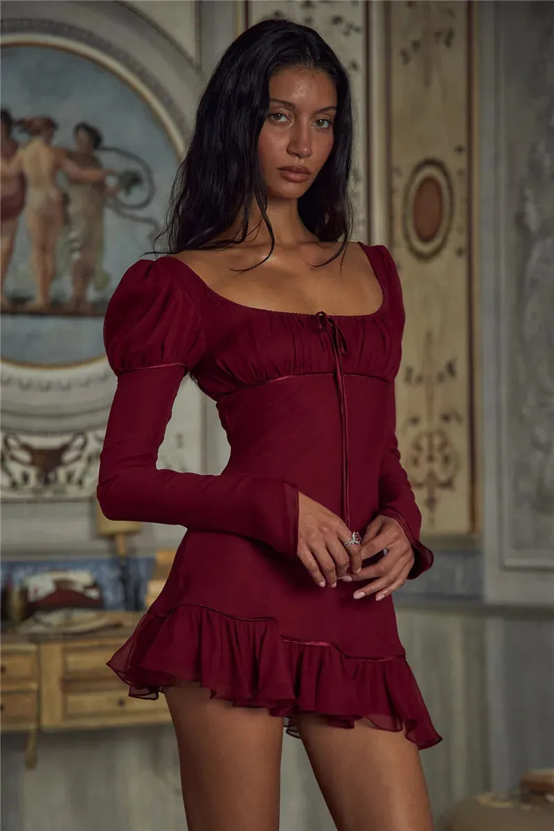 Ruffled Backless Party Mini Dress for Evening