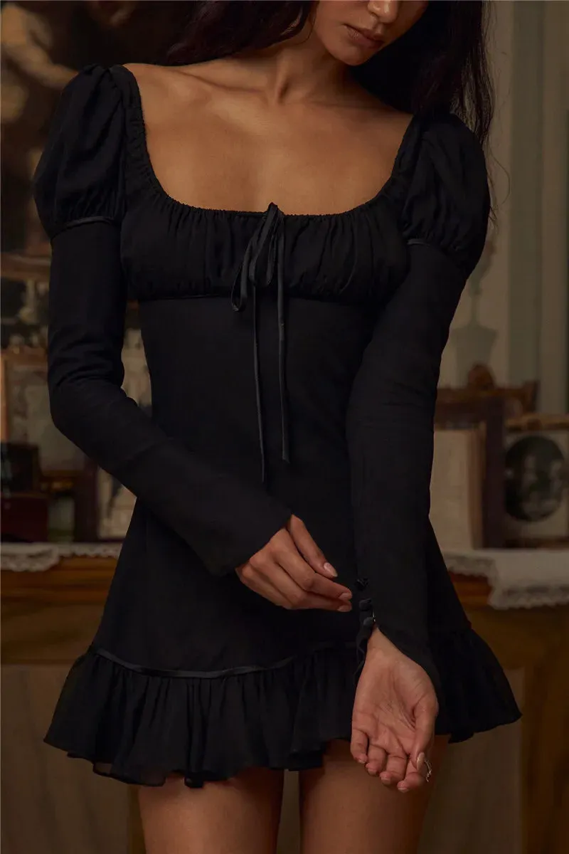 Ruffled Backless Party Mini Dress for Evening