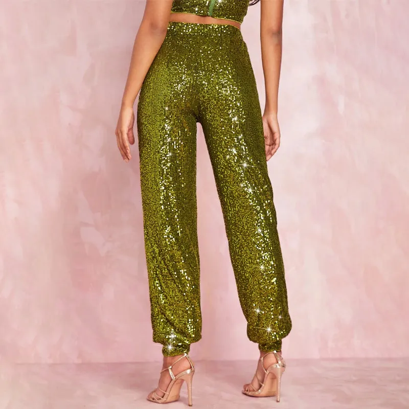 Sequin High Waisted Joggers
