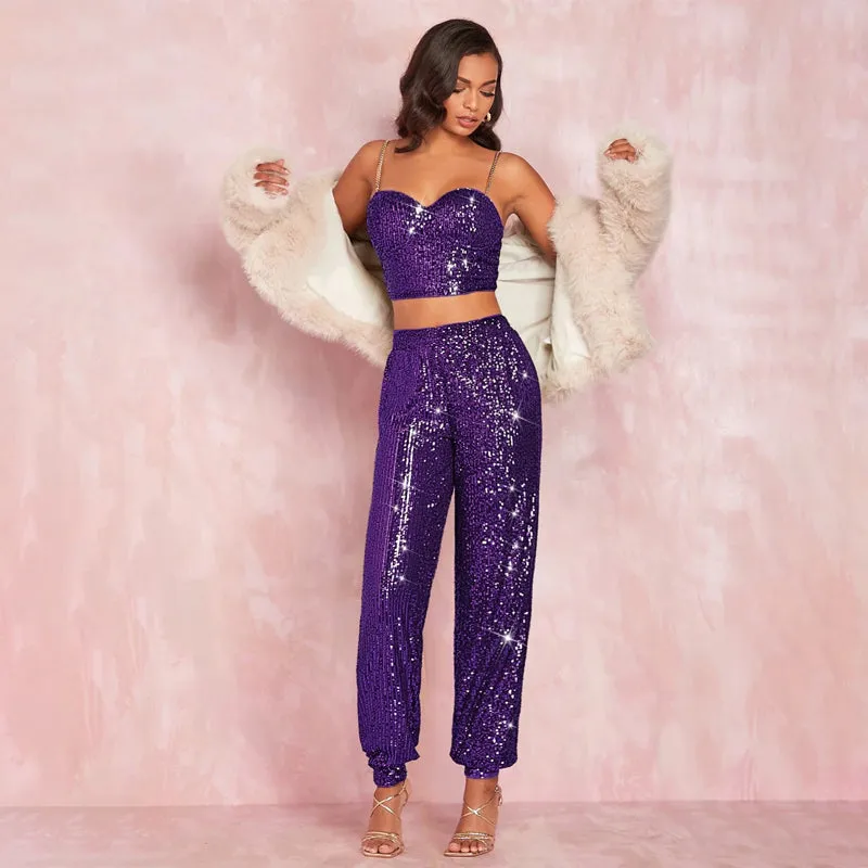 Sequin High Waisted Joggers