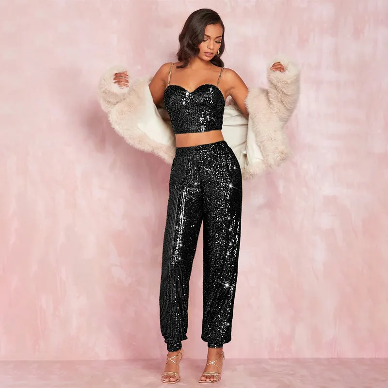 Sequin High Waisted Joggers