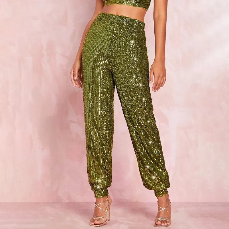 Sequin High Waisted Joggers