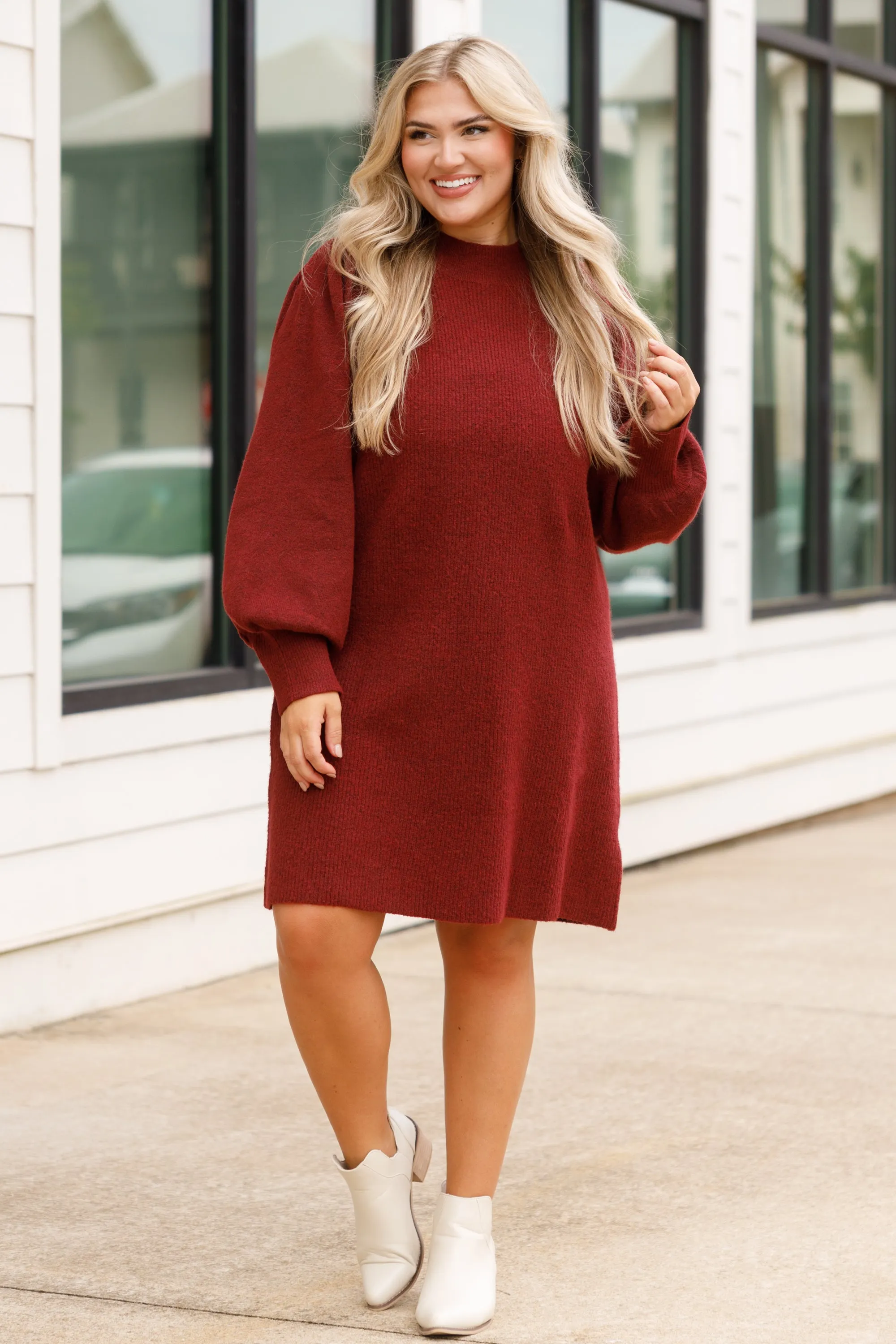 Ship To Wreck Sweater Dress, Burgundy