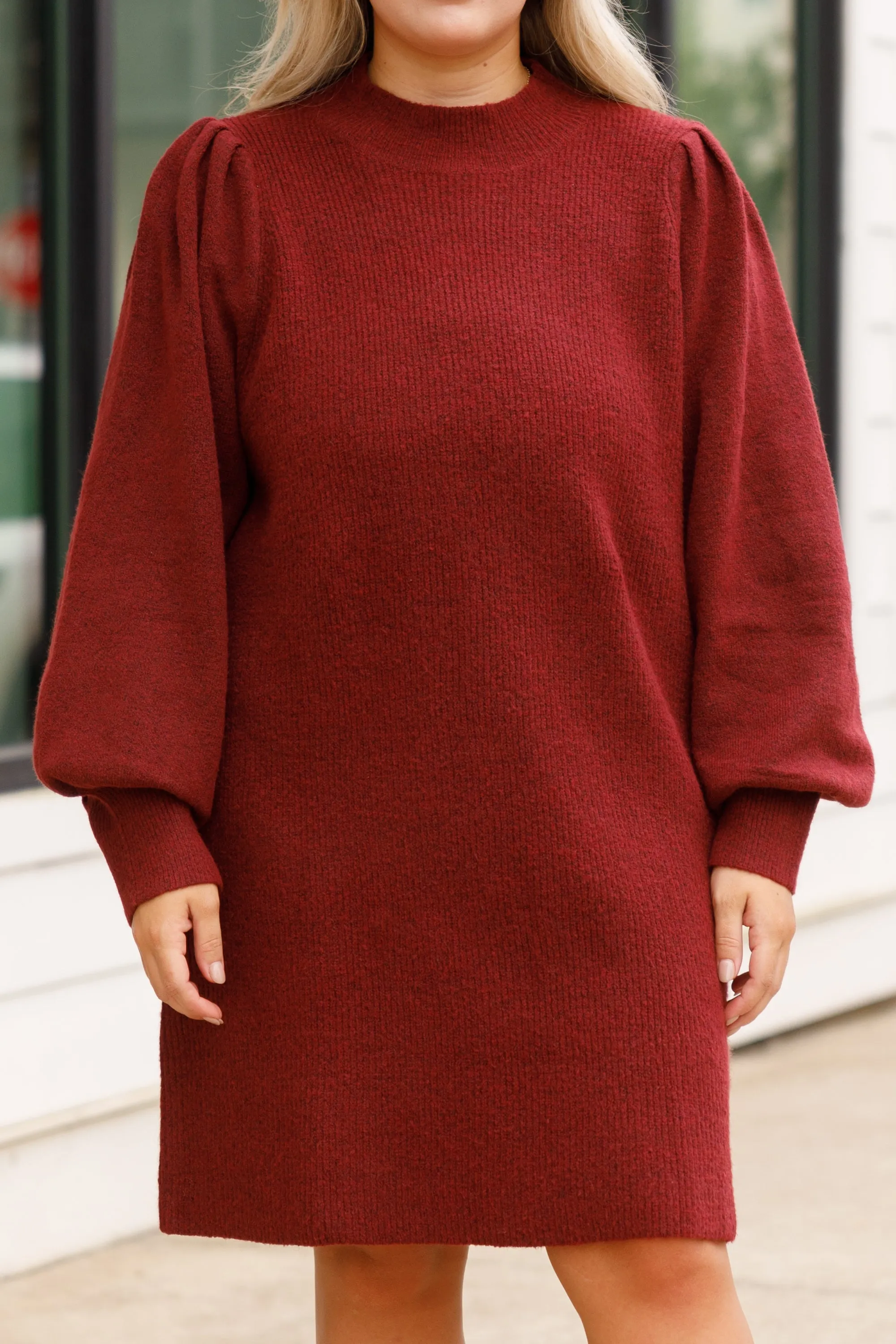 Ship To Wreck Sweater Dress, Burgundy